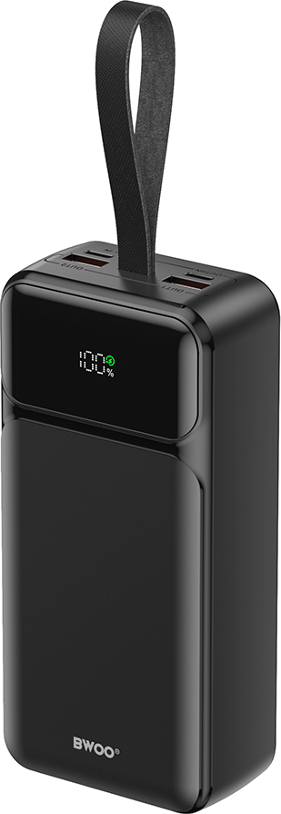 Levně BWOO 65W powerbanka 30000 mAh, 2x USB-A, 1x USB-C, LCD displej, černá