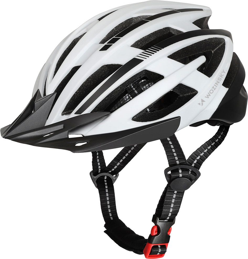 Levně Cyklistická helma Wozinsky MTB s USB zadním světlem L - černá a bílá