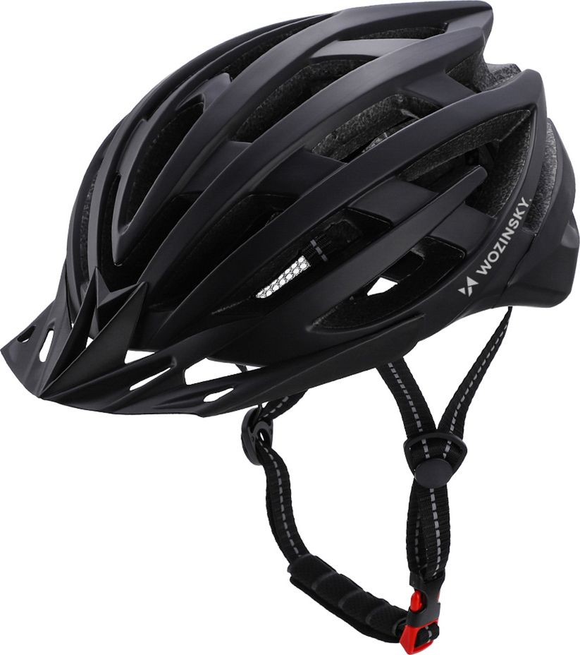 Cyklistická helma Wozinsky MTB s USB zadním světlem L - Černá