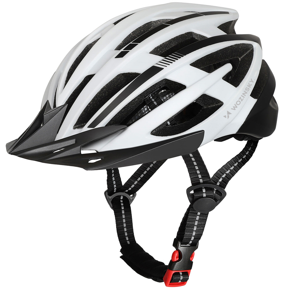 Levně Cyklistická helma Wozinsky MTB s USB zadním světlem M - černá a bílá