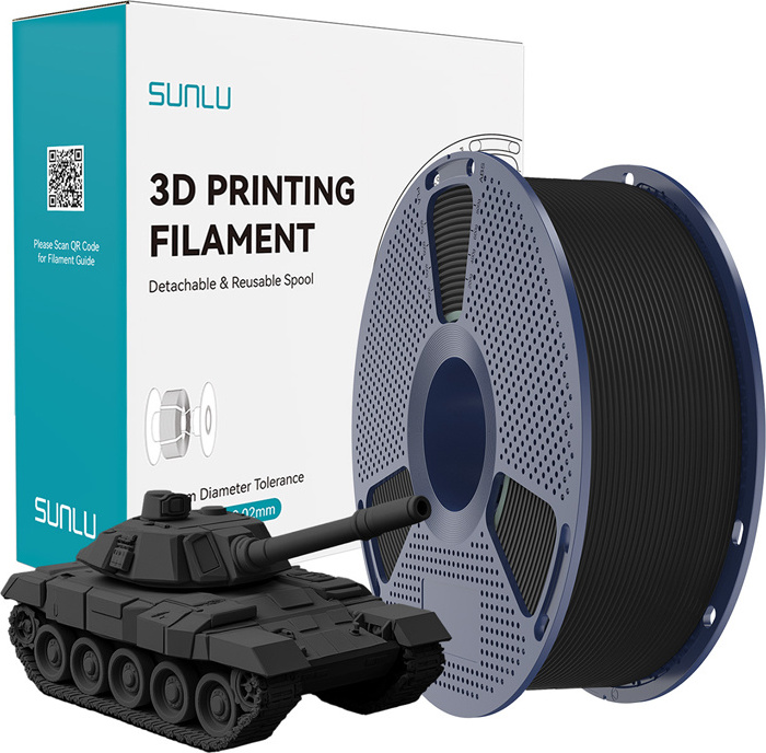 Vysokorychlostní černý filament Sunlu PLA+