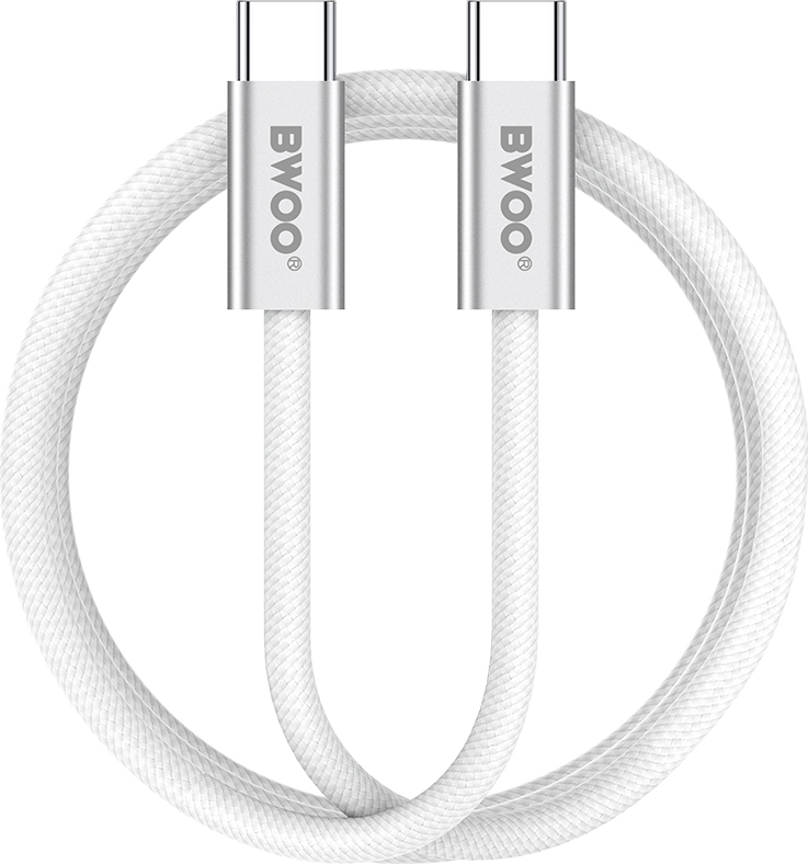 Levně BWOO 240W opletený kabel USB-C - USB-C BO-X317C-C 1m bílý