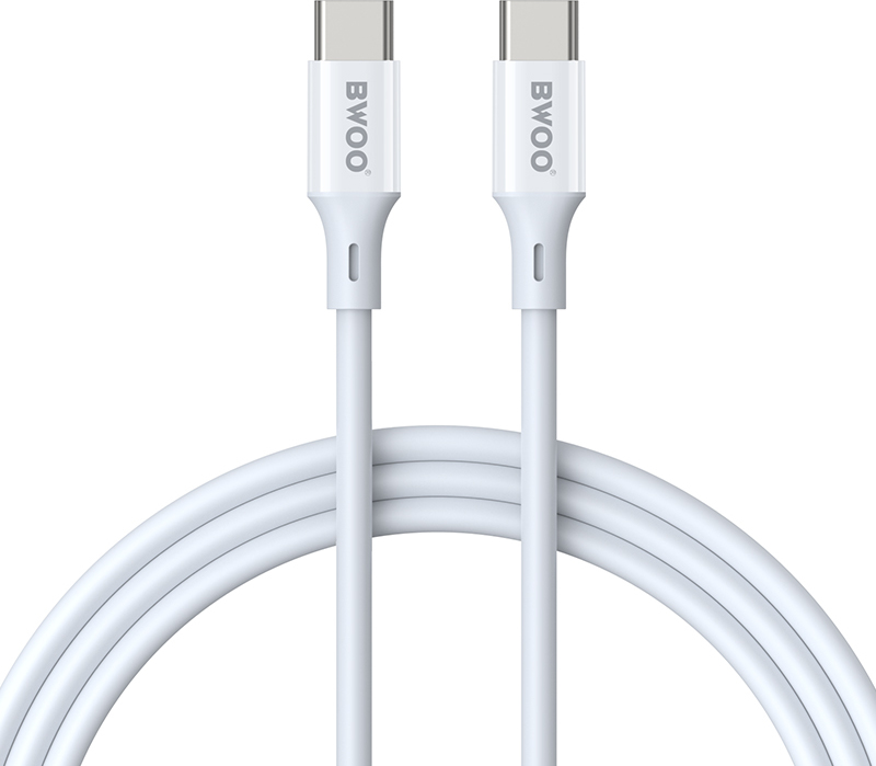 Levně Kabel BWOO USB-C - USB-C 2m 60W ABS + TPE bílý