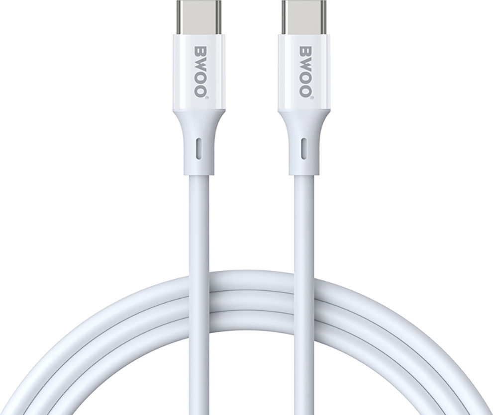 Kabel BWOO USB-C - USB-C 1m 60W ABS + TPE X282 C-C bílý