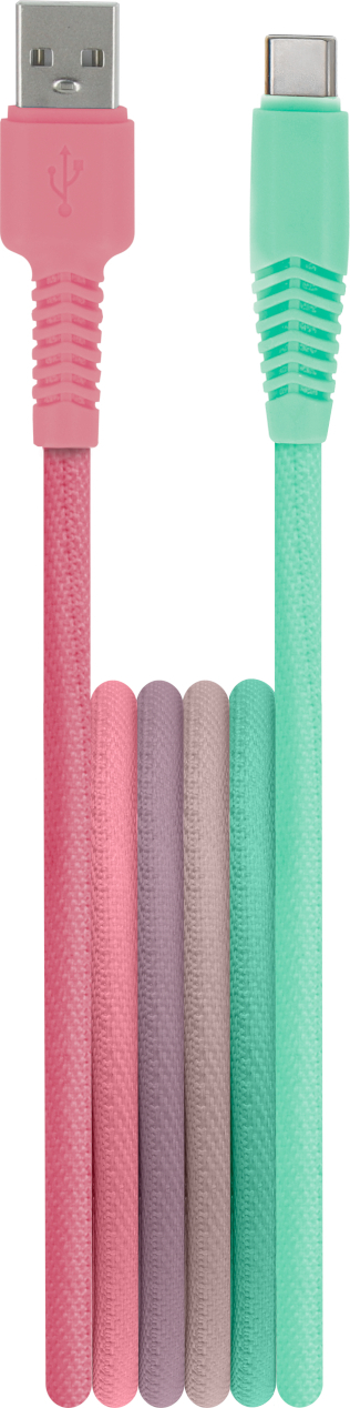 Levně Kabel Setty USB - USB-C 1,5 m 3A KGA-C-1.5320 tyrkysově-růžový gradient