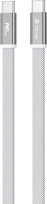Levně Devia Ultra3 USB-C PD 240W kovový plochý rychlonabíjecí kabel 1,5 m bílý