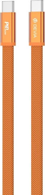 Levně Devia Ultra3 USB-C PD 240W kovový plochý rychlonabíjecí kabel 1,5 m oranžový