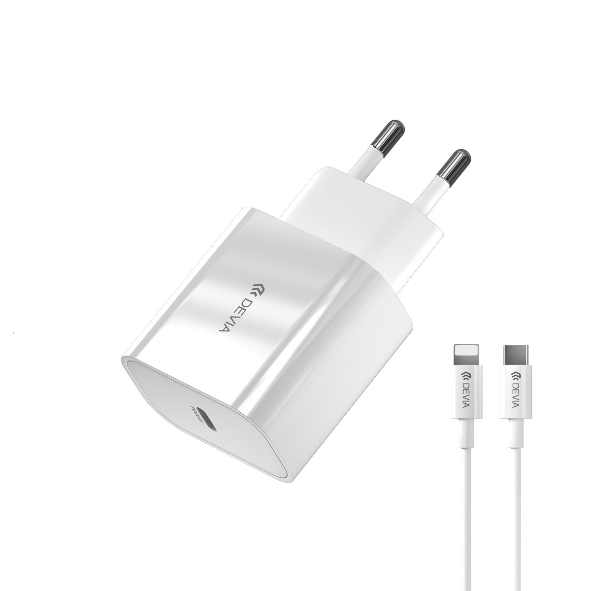 Levně Nabíječka Devia Smart PD 20W 1x USB-C bílá + Lightning - USB-C kabel V2