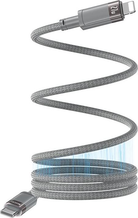 Levně MAGNETICKÝ KABEL YESIDO CA172L 27W TYPE-C/LIGHTNING 1M 3A ŠEDÝ