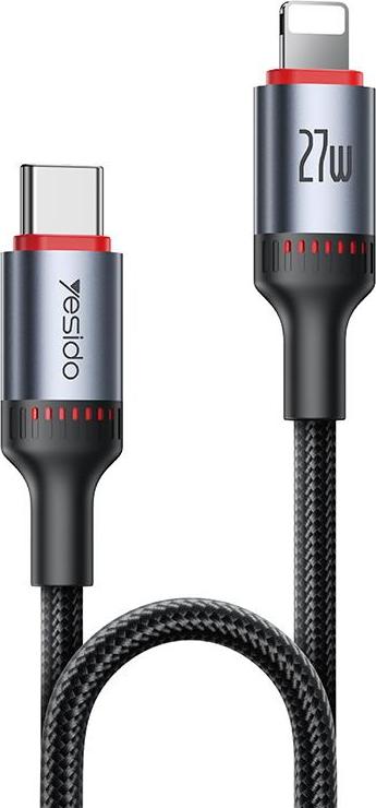 Levně Kabel YESIDO CA182 27W TYPE-C/LIGHTNING 1,2M 3A Černý