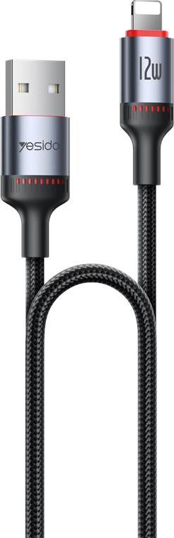 Levně Kabel YESIDO CA129L 12W TYPE-C/LIGHTNING 1,2M 2A Černý