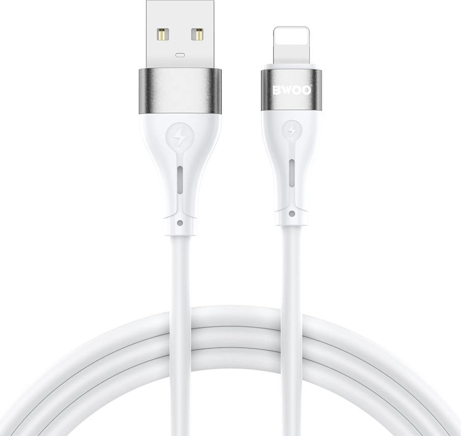 Kabel BWOO USB - Lightning 1m 3A Minimalistický silikonový bílý X280L