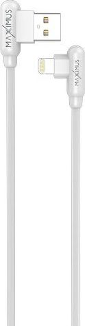 Levně Maxximus KABEL MX CORNER FAST CHARGE LIGHTNING 2,4A/1M, BÍLÝ, ÚHLOVÝ