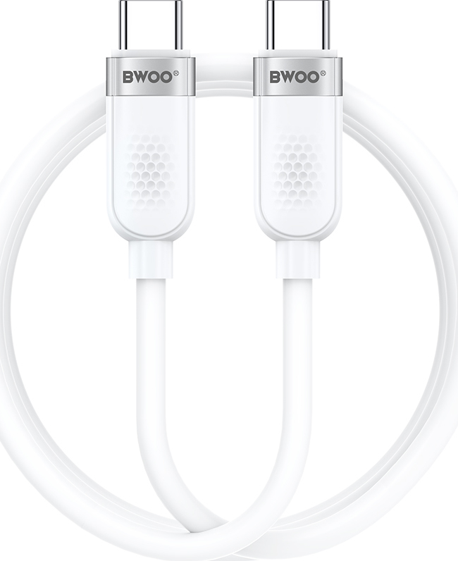 Levně Kabel BWOO 65W USB-C - USB-C 1m bílý