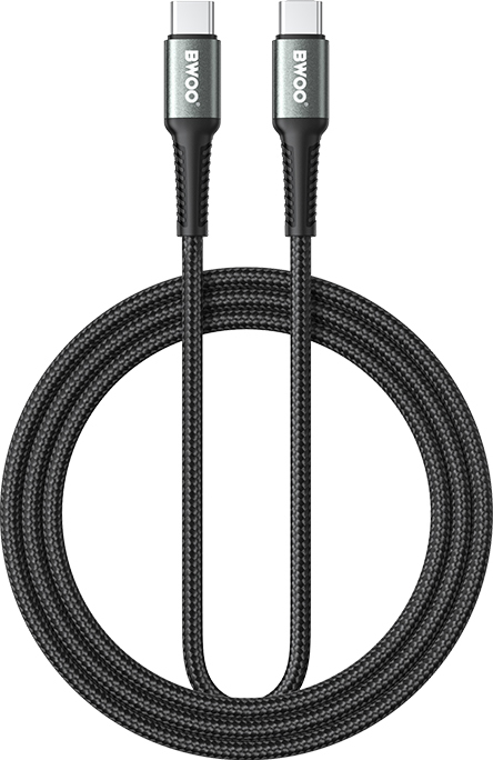 Levně Pletený kabel BWOO USB-C - USB-C 2m 60W černý