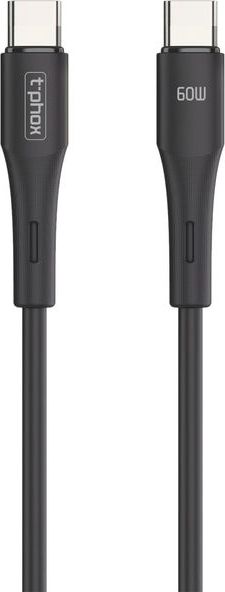 Levně Kabel T-PHOX GENTLE USB-C/USB-C 60W, černý