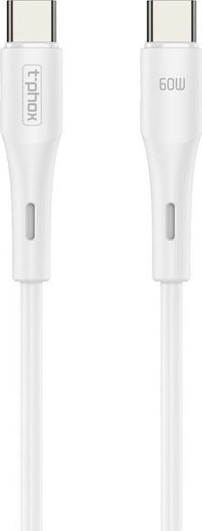 Levně Kabel T-PHOX GENTLE USB-C/USB-C 60W 1M BÍLÝ