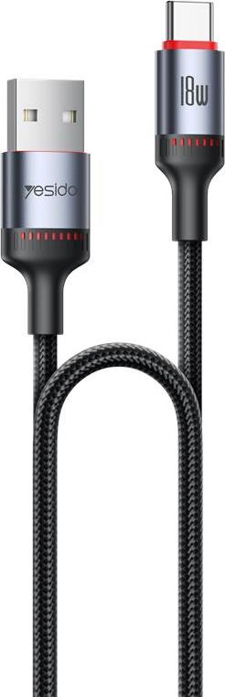 Levně Kabel YESIDO CA129C 18W USB/TYPE-C 1,2M 2A Černý