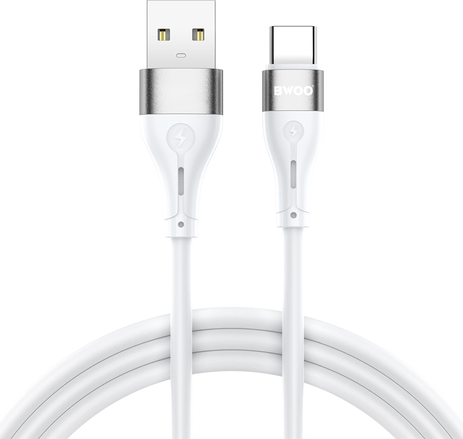 Kabel BWOO USB - USB-C 1m 3A Minimalistický silikonový bílý X280C