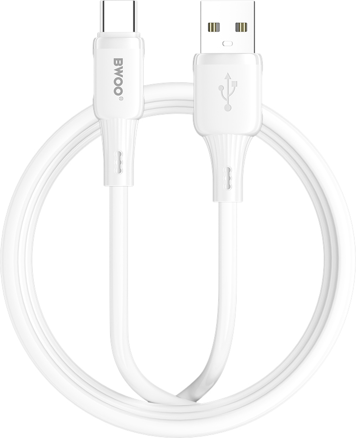 Levně Silikonový kabel BWOO 3A X329C USB - USB-C 1m bílý