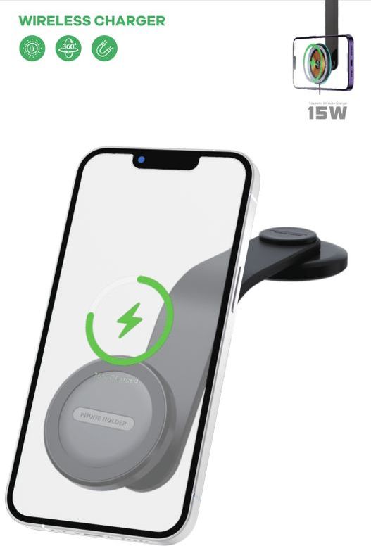 Levně T-Phox Mag On 15W magnetický držák do auta s bezdrátovým nabíjením, černý