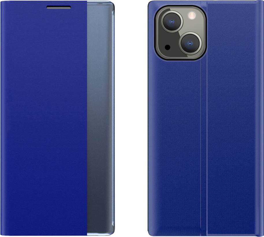Levně Hurtel Kryt Sleep Case Bookcase s chytrým okénkem pro iPhone 13 modrý