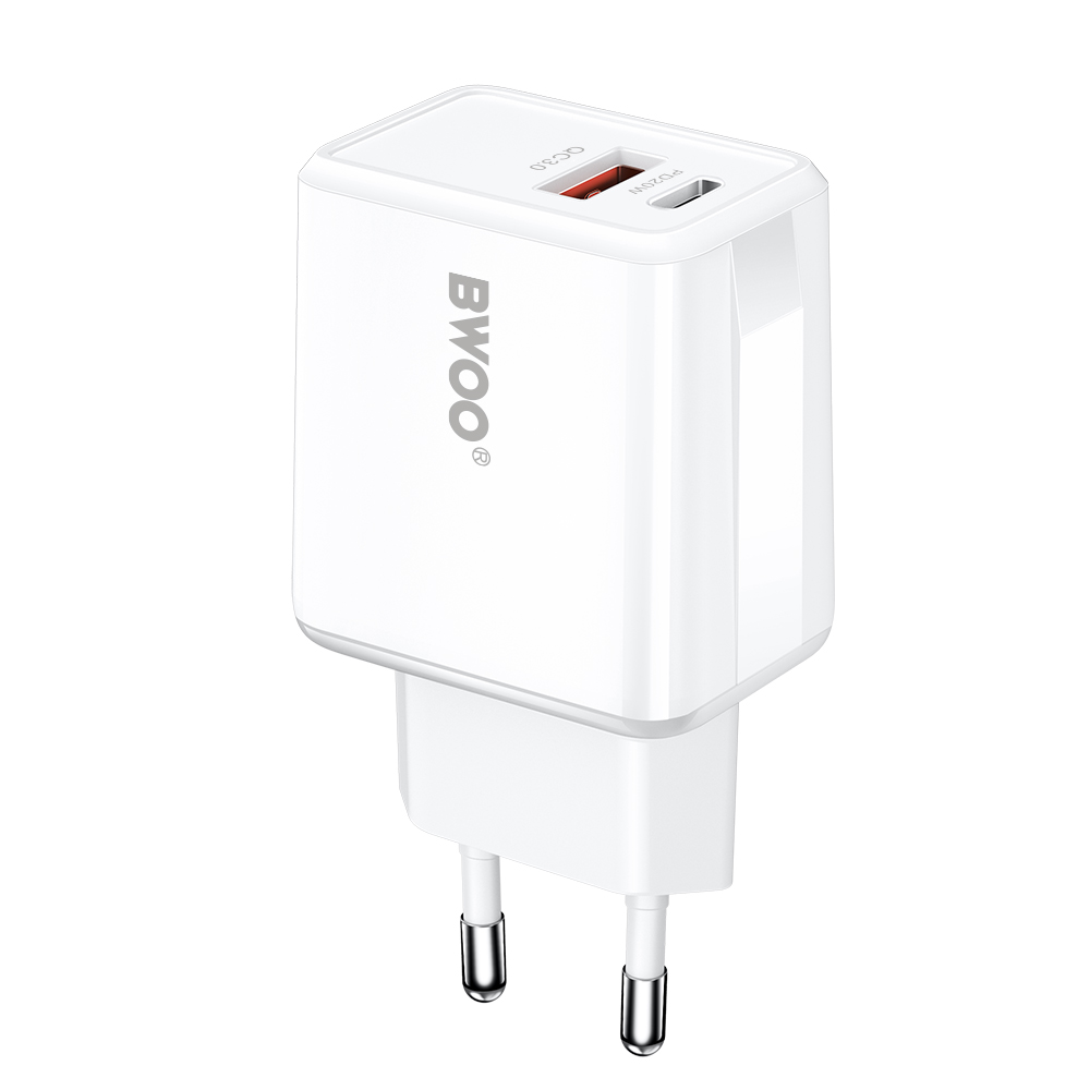 Levně Nabíječka do zásuvky BWOO CDA182 QC 38W 1x USB-A + 1x USB-C bílá