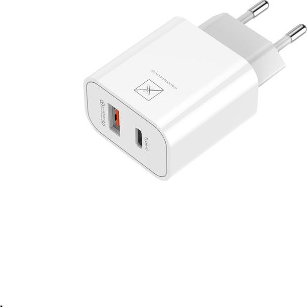 Levně Maxximus NÁSTĚNNÁ NABÍJEČKA MX ALFA 20W PD+QC, USB-A+C + KABEL C/C 20W PD, BÍLÁ