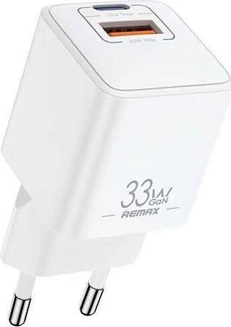 Levně REMAX NÁSTĚNNÁ NABÍJEČKA BATERIE ŘADA PD QC 33W RP-U26 1x USB + 1x USB-C BÍLÁ
