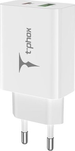 Levně WALL CHARGER T-PHOX SPEEDY USB-C 20W + USB 18W QC 3.0 WHITE
