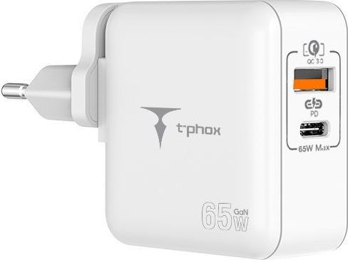 Levně NÁSTĚNNÁ NABÍJEČKA T-PHOX MEGA T-PP09 GAN PD 65W USB/USB-C BÍLÁ
