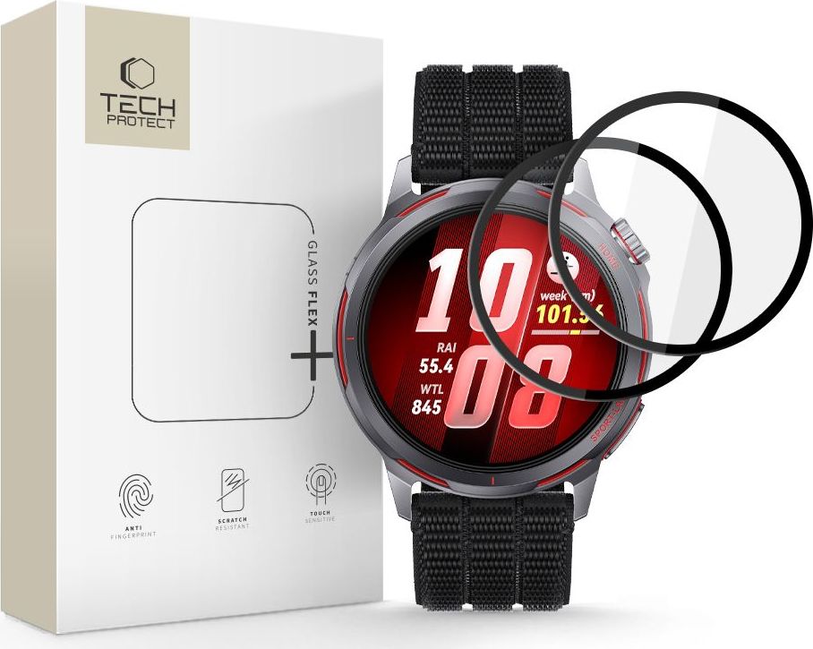 Levně Hybridní sklo TECH-PROTECT GLASS FLEX+ 2-PACK HUAWEI WATCH GT RUNNER 2 BLACK