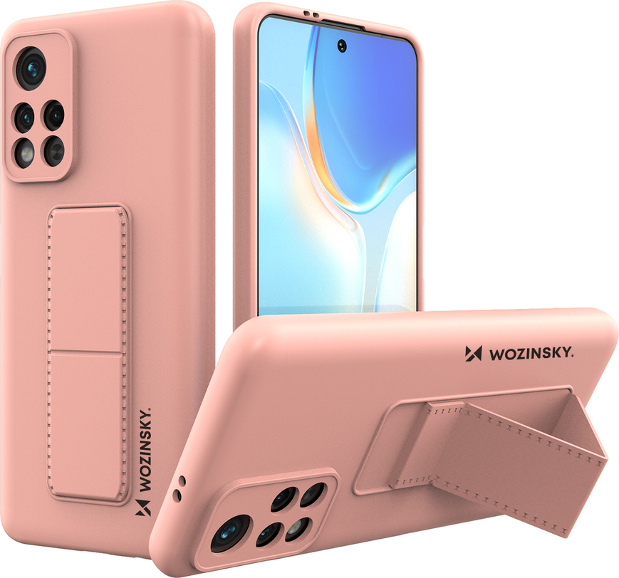 Levně Silikonový kryt Wozinsky s stojánkem pro Xiaomi Poco M4 Pro 5G růžový