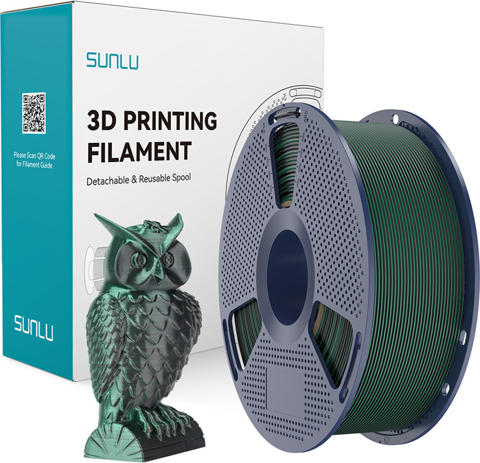 Levně Dvoubarevná filamentová nit Sunlu PLA+ Silk (černá a zelená)