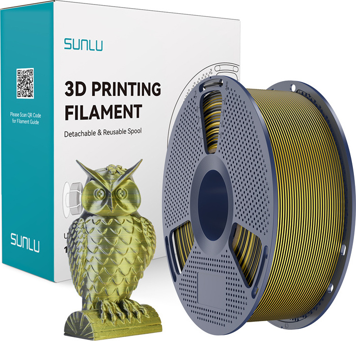 Levně Dvoubarevná filamentová nit Sunlu PLA+ Silk (černá a zlatá)