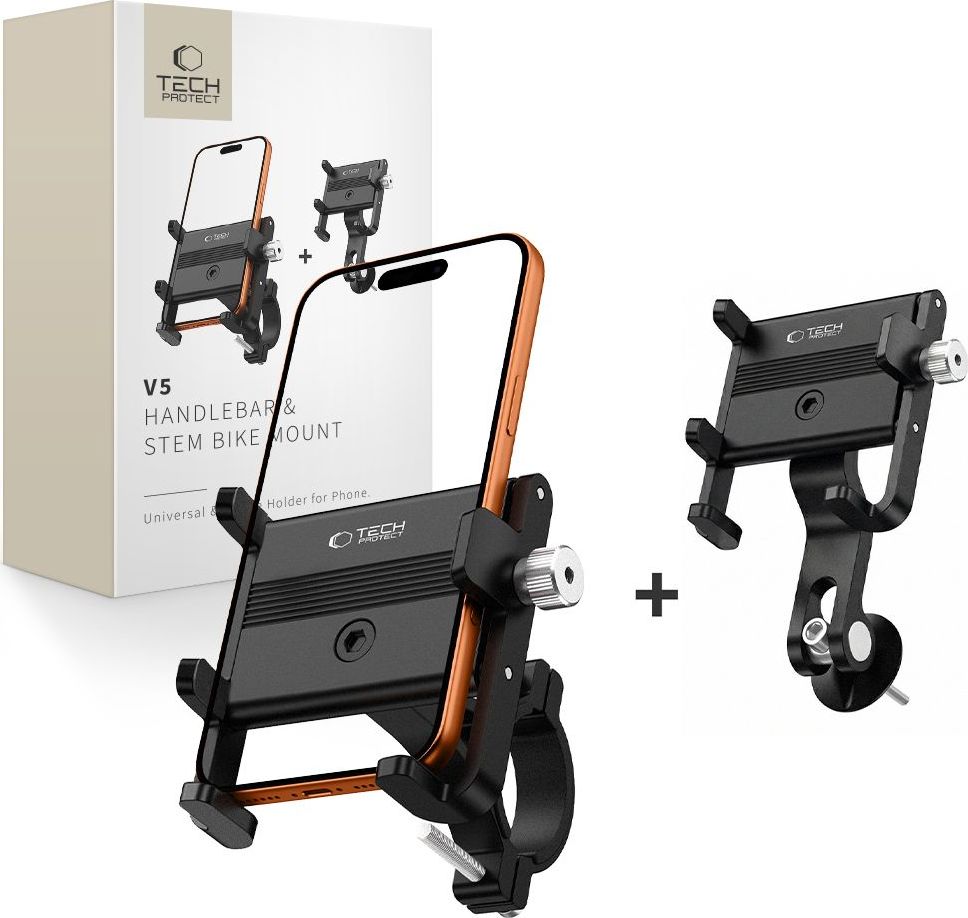 Levně Tech-Protect V5 Handlebar & Stem Universal Bike Mount držák telefonu na kolo Black
