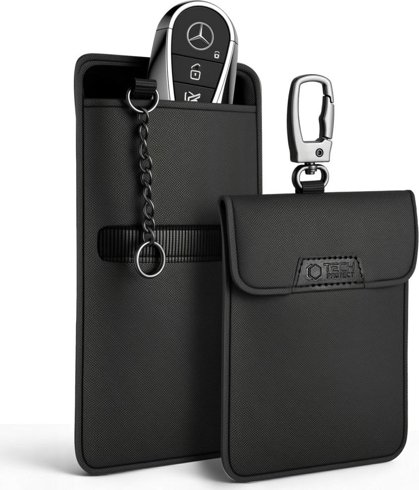 Faradayova klec Tech-Protect KLR400 pouzdro na klíče od vozidla Keyless RFID Signal Blocker, Black/Black