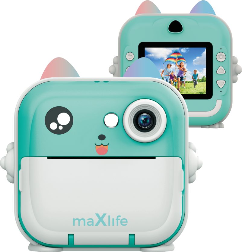 Levně Maxlife MXPC-100 dětský fotoaparát s tiskárnou, modrá