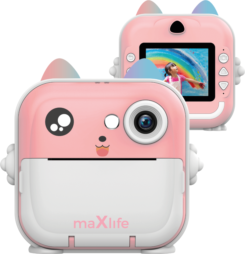 Levně Maxlife dětský fotoaparát s tiskárnou fotek MXPC-100 pink