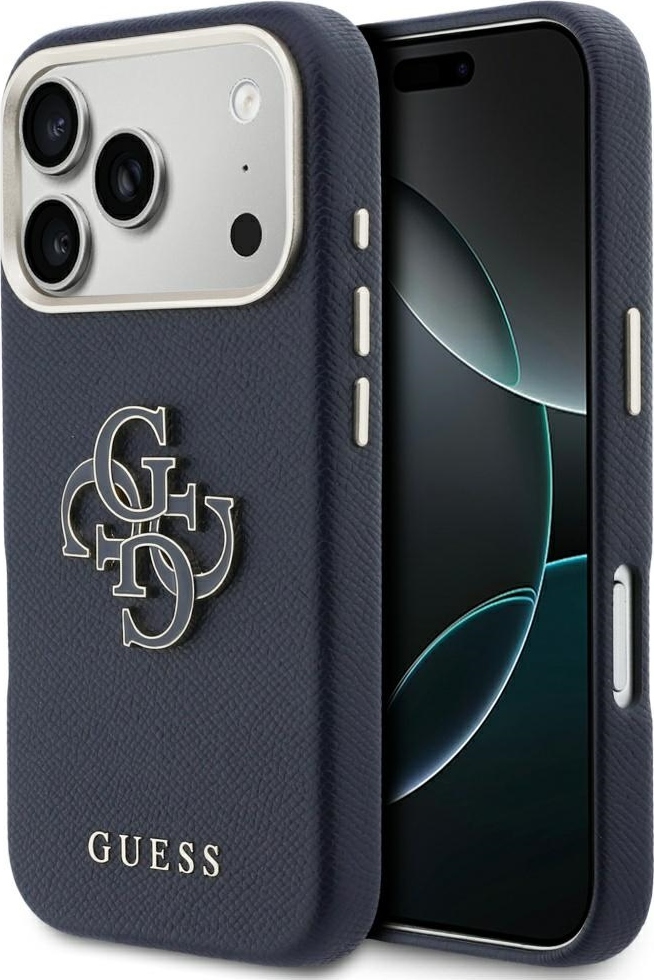 Levně Guess HC PU FW RESIN LOGO BLUE case for iPhone 17 Pro 6,3"