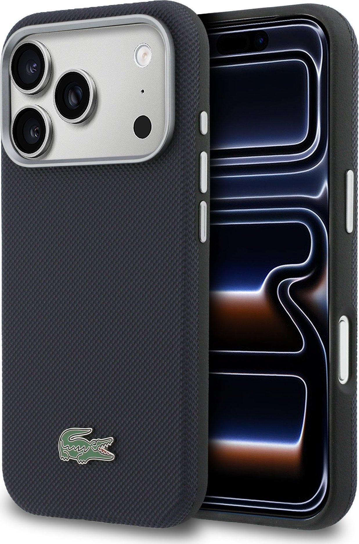 Levně Lacoste PVC Petit Pique Semi Wrap MagSafe Kryt pro iPhone 17 Pro Max Navy