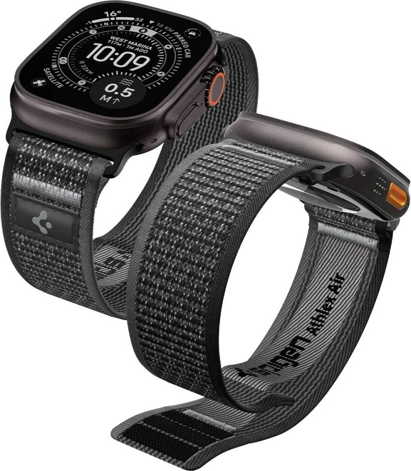 SPIGEN ATHLEX AIR 2 ŘEMÍNEK PRO APPLE WATCH 8 / 9 / 10 / 11 / SE / ULTRA (44 / 45 / 46 / 49 MM) ACTIVE BLACK / GREY