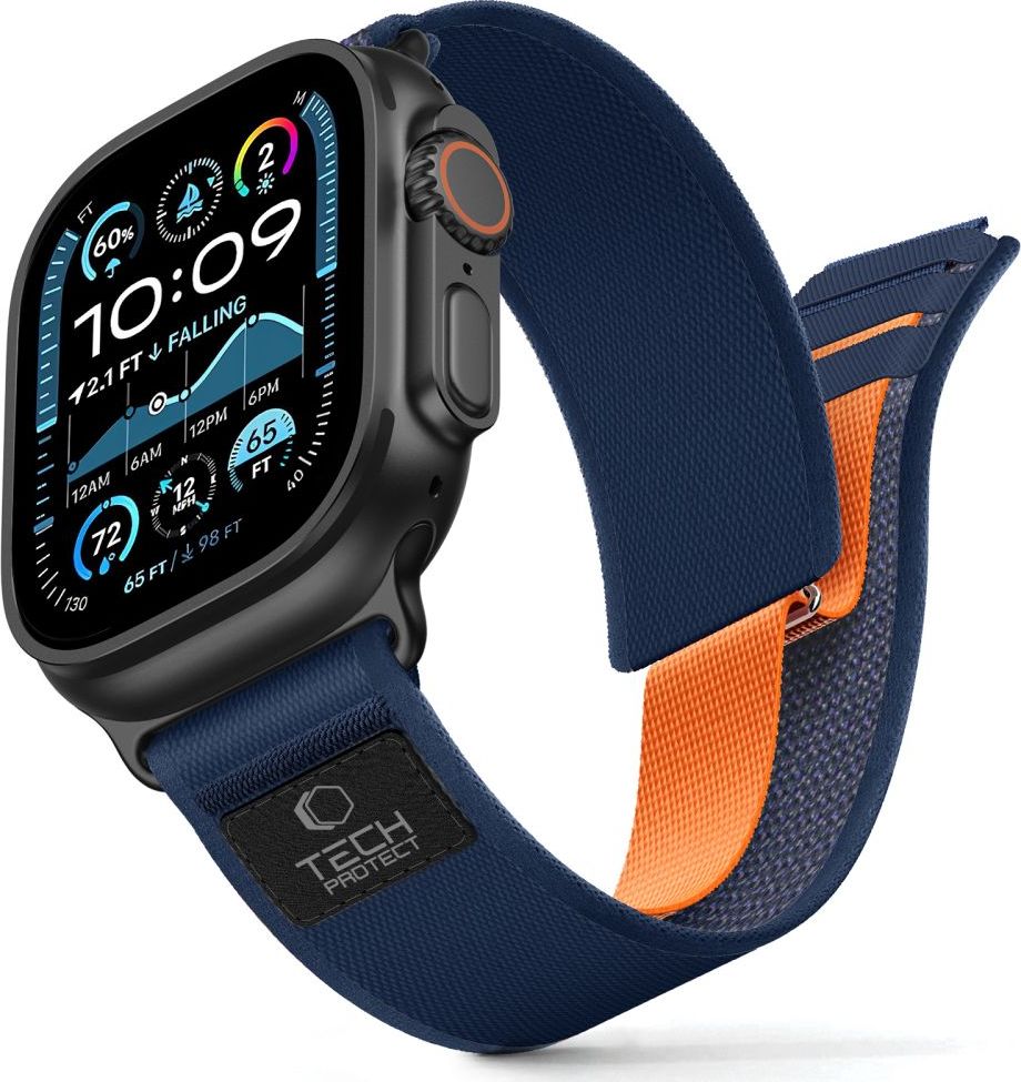 Levně TECH-PROTECT ŘEMÍNEK NYLON ELITE APPLE WATCH 8 / 9 / 10 / 11 / SE / ULTRA (44 / 45 / 46 / 49 MM) NAVY/ORANGE
