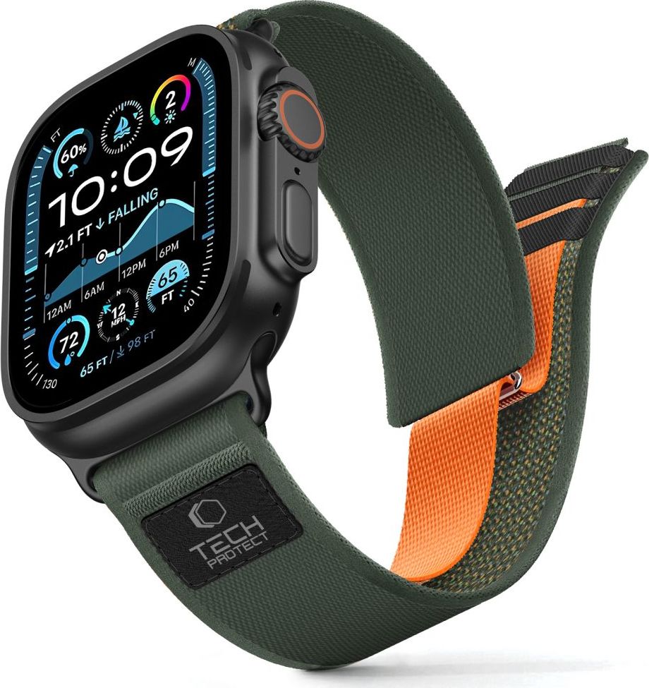 Levně TECH-PROTECT ŘEMÍNEK NYLON ELITE APPLE WATCH 8 / 9 / 10 / 11 / SE / ULTRA (44 / 45 / 46 / 49 MM) GREEN/ORANGE