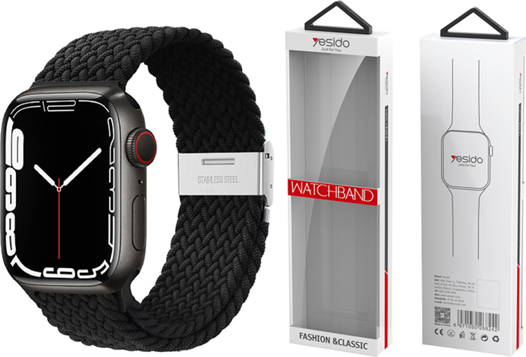 Levně YESIDO WB23 pletený řemínek pro Apple Watch 38/40/41, černý