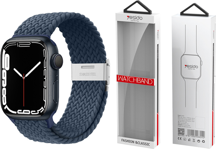 Levně YESIDO WB23 pletený řemínek pro Apple Watch 38/40/41, tmavě modrý