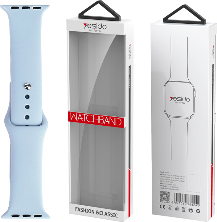 Levně Silikonový řemínek Yesido WB44 pro Apple Watch L 38/40/41 (97+132) #65 světle modrý