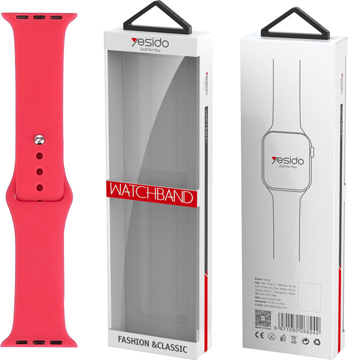 Levně Yesido WB44 Silikonový řemínek pro iWatch, velikost L (38/40/41 mm), (97+132), růžově červený