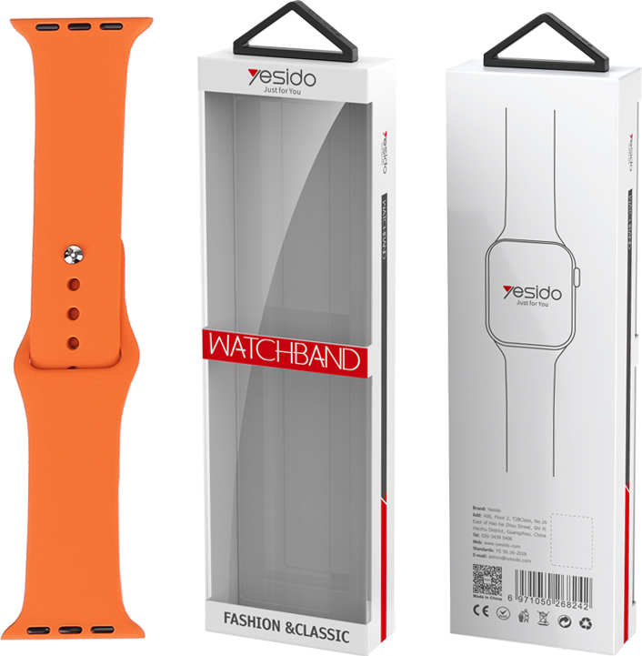 Levně YESIDO WB44 Silikonový řemínek pro Apple Watch Series 38/40/41 (97+110) #10 Oranžový