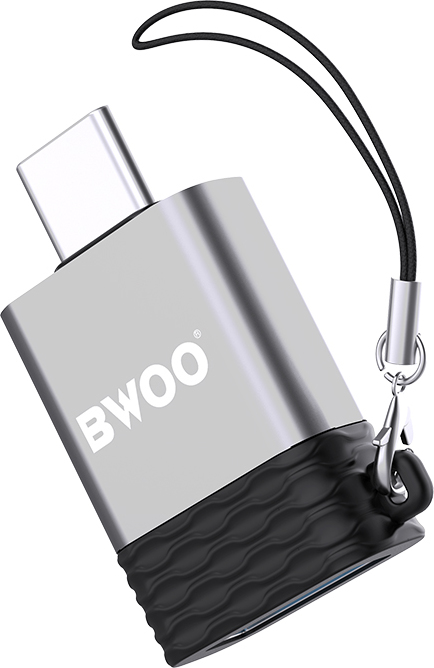 Adaptér BWOO USB - USB-C šedý OTG BZ-35